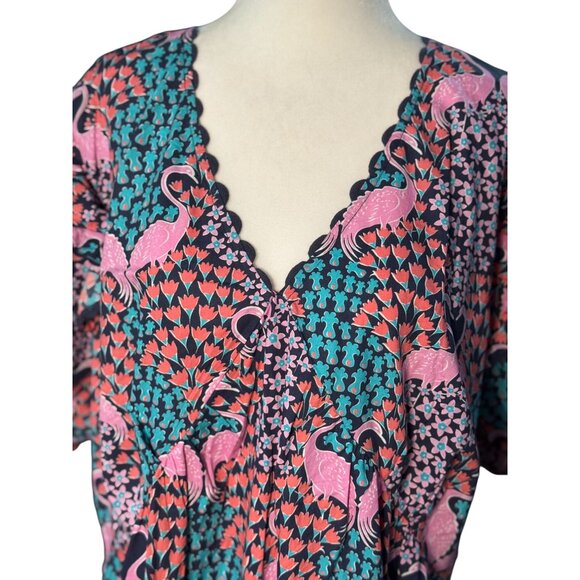 NEW Simply Southern Womens XL Ruffle Sleeve Flamingo Dress 100% Cotton Boho Chic - Picture 11 of 14